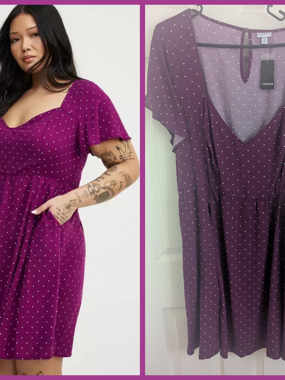 torrid Purple Polka Dot Sweetheart Neckline Mini Dress